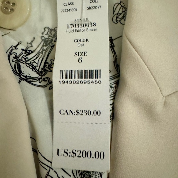 WHBM Office Siren Cream Blazer Suit Jacket NWT - Picture 6 of 9